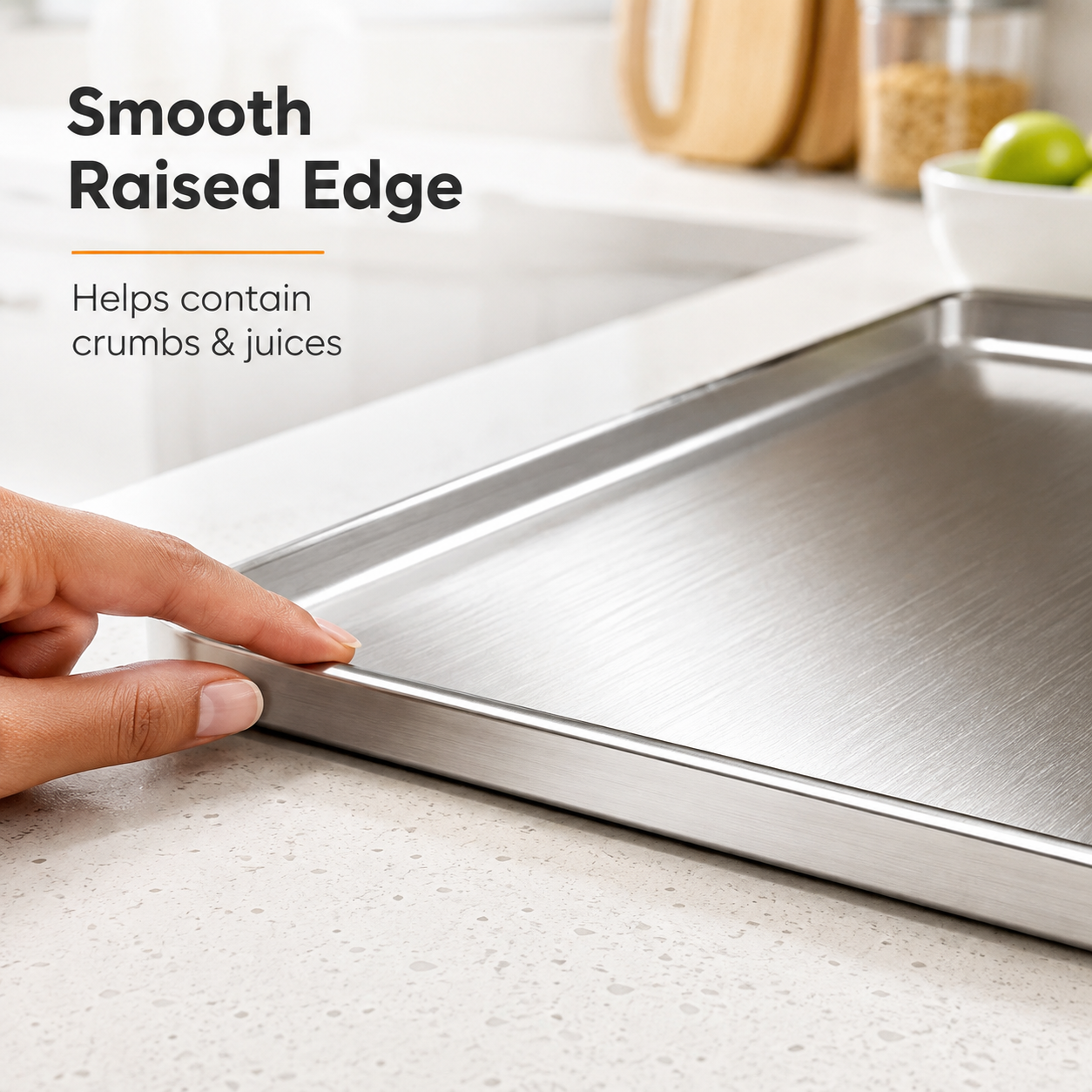 Stainless Steel Cutting Board with Raised Edge