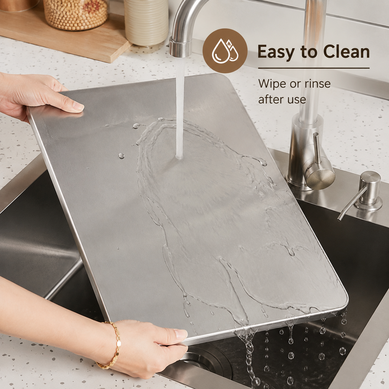 Stainless Steel Cutting Board with Raised Edge